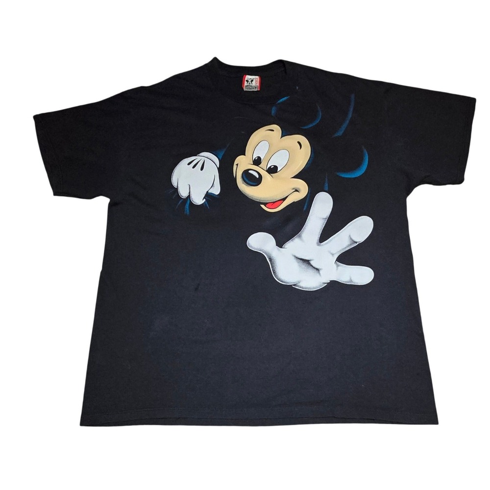 Disney Unisex Vintage 90s Mickey Mouse Graphic T-Shirt Black One Size OSFA 2X - Picture 3 of 8